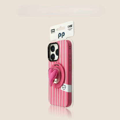 Casekai rose powder vertical strip love magnetic suction bracket