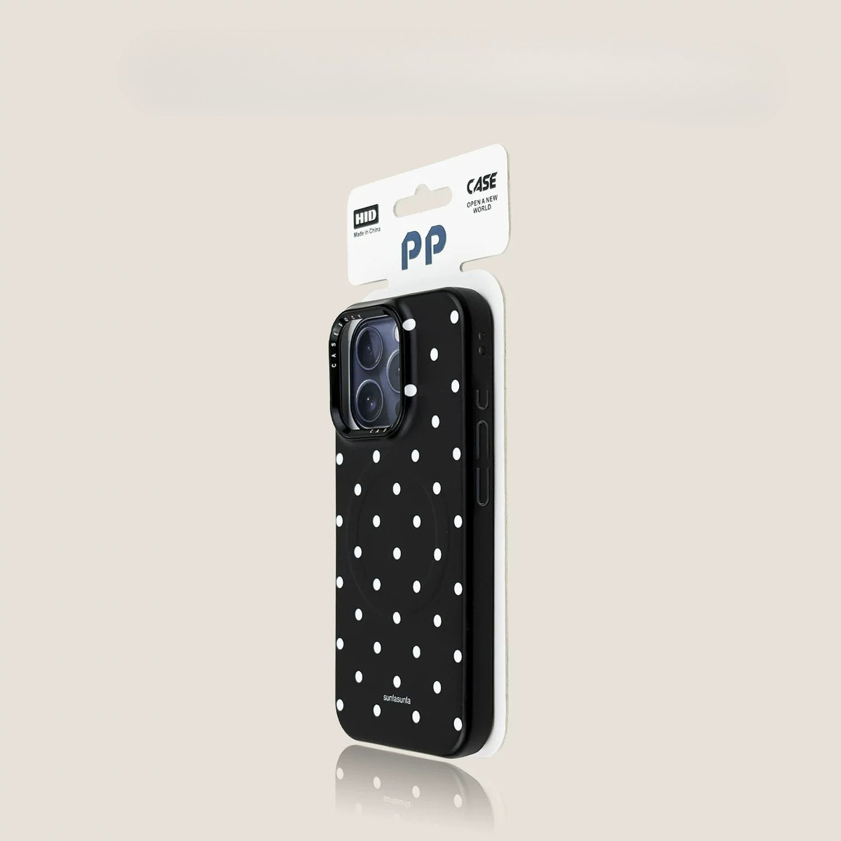 Casekai black background full screen white polka dot pearl flower bracket